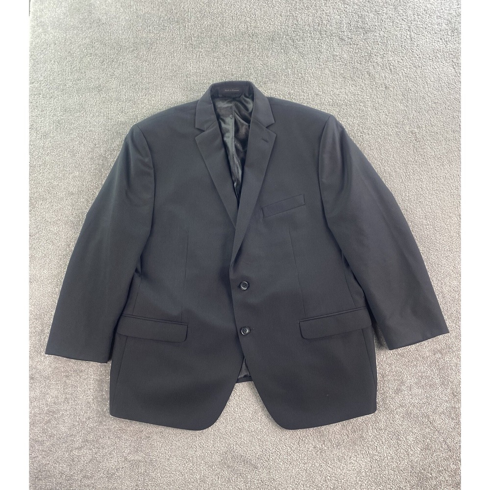 Michael Strahan Collection Suit Jacket 48 R Gray Wool Striped Premium Sport Coat
